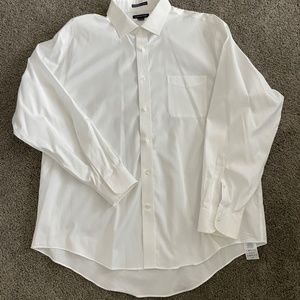 Lands End Mens White No Iron Pinpoint Oxford 17 1/2 X 35